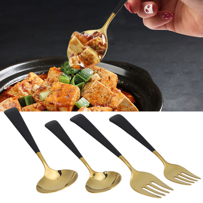 Stainless Steel Cutlery Set Dinner Spoons Fork Dinnerware Tableware Flatware Sets for PartiesBlack Gold