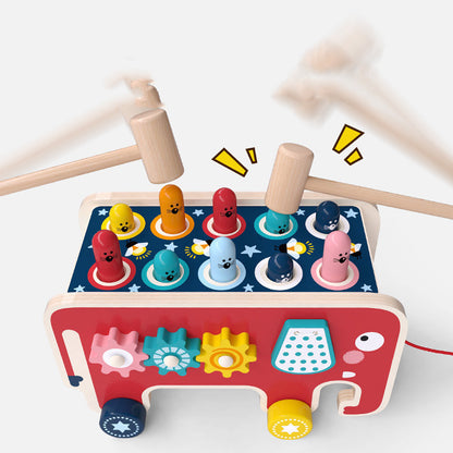 Montessori Wooden Pounding Bench Animal Bus