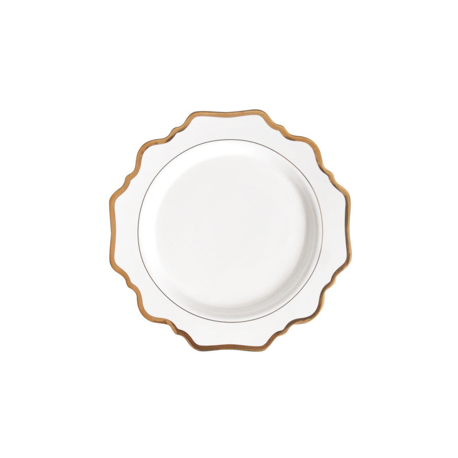 Household White Gold Sunflower Dinner Plate